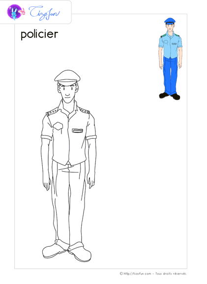 coloriage-metier-dessin-policier