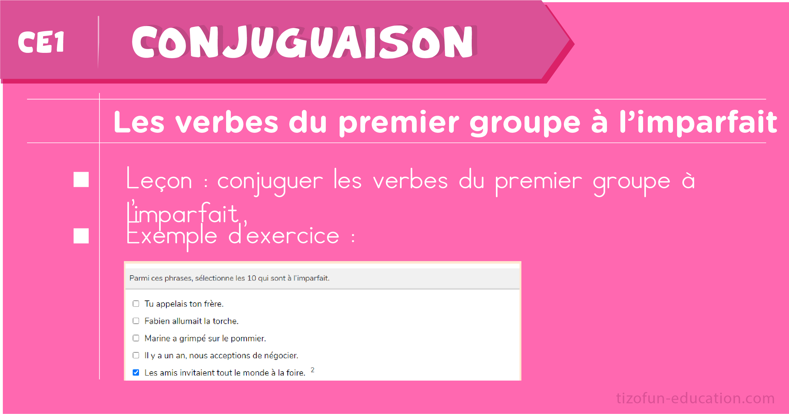 lecon-et-exercices-sur les verbes du 1er groupe à l’imparfait - Leçon et exercices de conjugaison - Conjugaison CE1 