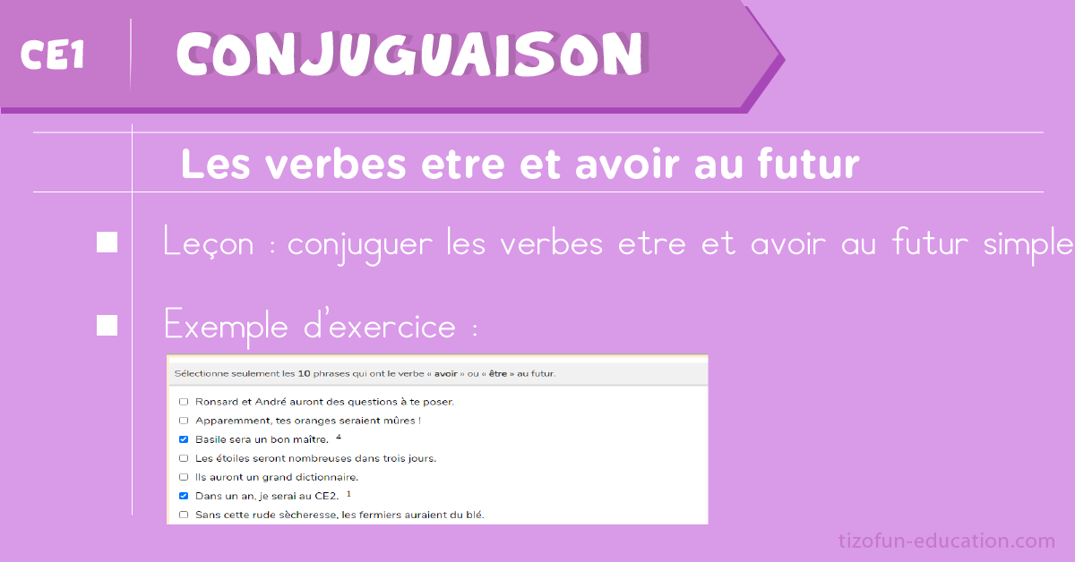 lecon-et-exercices-sur les verbes être et avoir au futur - Leçon et exercices de conjugaison - Conjugaison CE1 