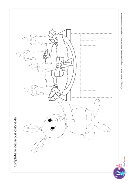 Graphisme dessin de Noel Lapine, Couronne de Noel et bougies