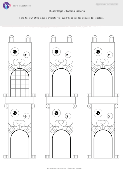 10-pdf-fiche-maternelle-gs-graphisme-quadrillage-queue-castor-totem-indien-a-imprimer