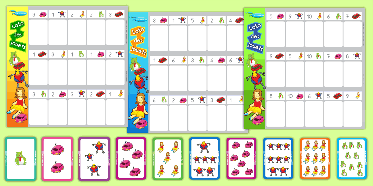 Jeu loto enfant la foire aux jouets pour Compter de 1 à 10