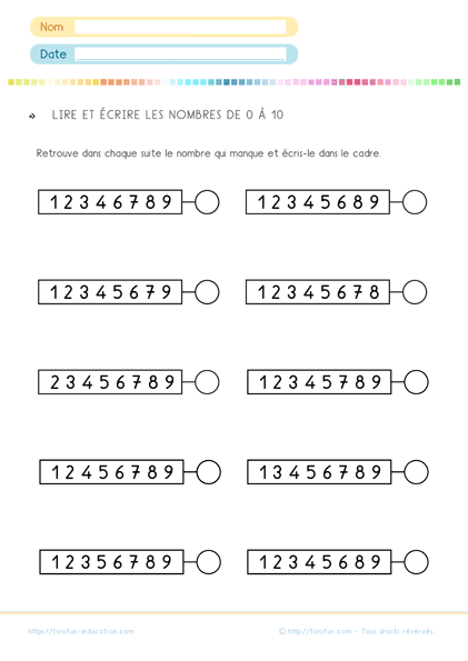 Compter de 1 à 10 - les nombres