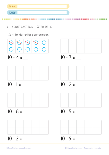 Calcul - Soustraction