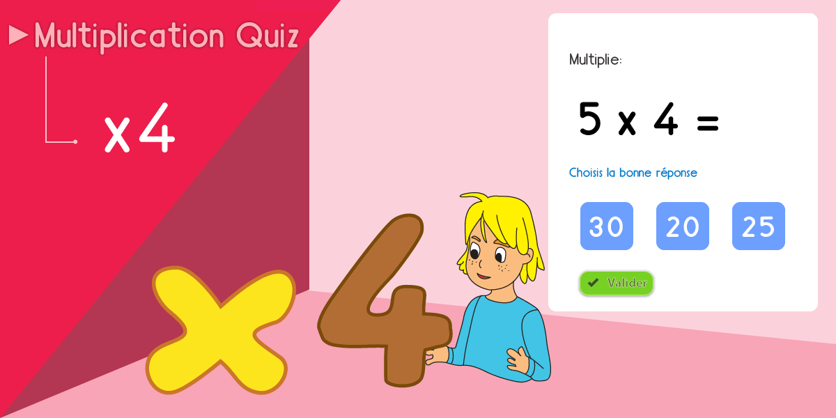 Multiplier par 4 Fiche Multiplication Jeu éducatif en ligne