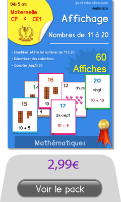 Affichage des nombres de 11 à 20 | Compter jusqu&#039;à 20 GS CP CE1