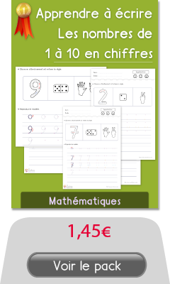 Écriture des nombres de 1 à 10 en chiffres