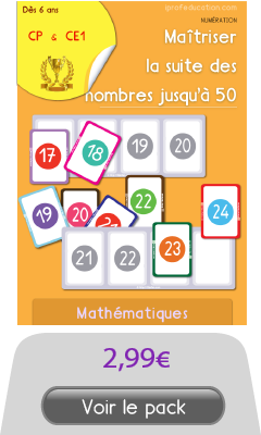 Nombres de 1 à 50 | Jeu de cartes pour apprendre la suite des nombres